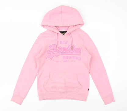 Superdry Womens Pink Cotton Pullover Hoodie Size 8 Pullover