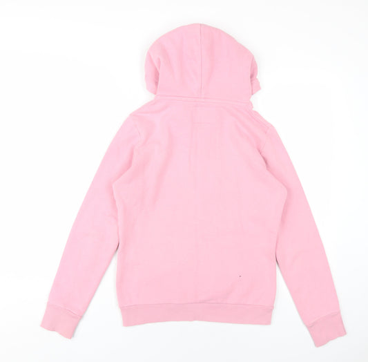 Superdry Womens Pink Cotton Pullover Hoodie Size 8 Pullover
