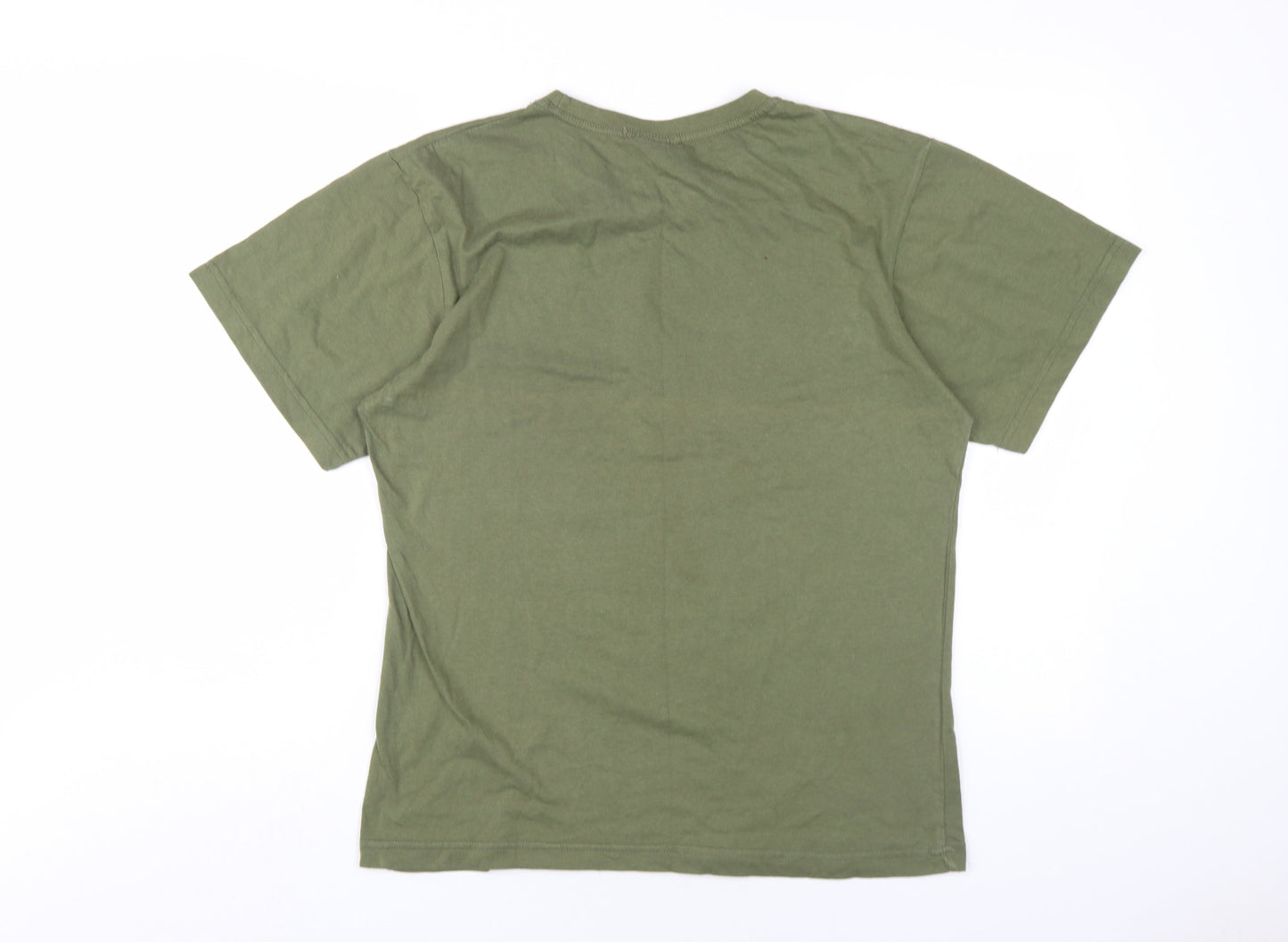 Australian Made Womens Green Cotton Basic T-Shirt Size M Round Neck - Kangaroo