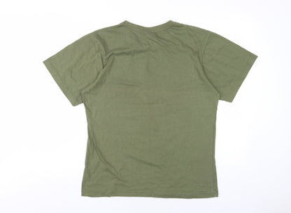 Australian Made Womens Green Cotton Basic T-Shirt Size M Round Neck - Kangaroo