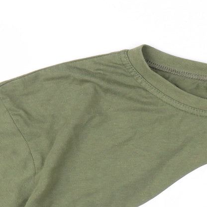 Australian Made Womens Green Cotton Basic T-Shirt Size M Round Neck - Kangaroo