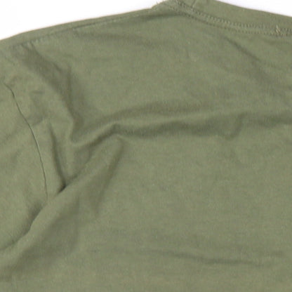 Australian Made Womens Green Cotton Basic T-Shirt Size M Round Neck - Kangaroo
