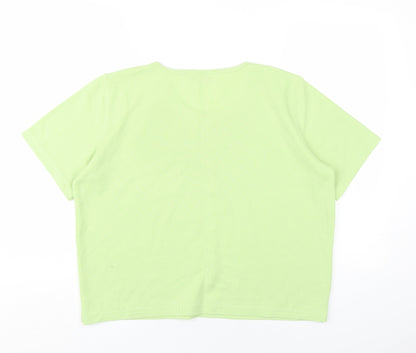 Bonmarché Womens Green Polyester Basic T-Shirt Size L Round Neck