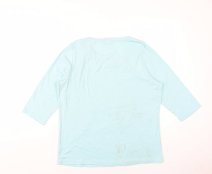 Bonmarché Womens Blue Polyester Basic T-Shirt Size L Round Neck