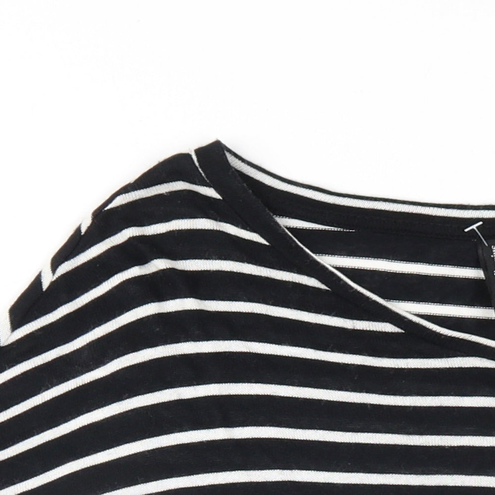 Womens UK Size M Stradivarius Black Basic T-Shirt