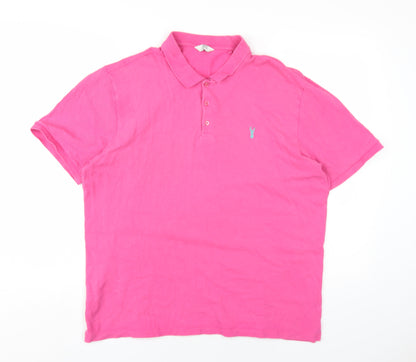 NEXT Mens Pink Cotton Polo Size XL Collared Button