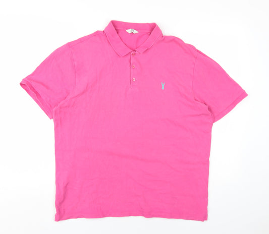 NEXT Mens Pink Cotton Polo Size XL Collared Button