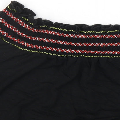 Lipsy Womens Black Viscose Basic T-Shirt Size 10 Off the Shoulder