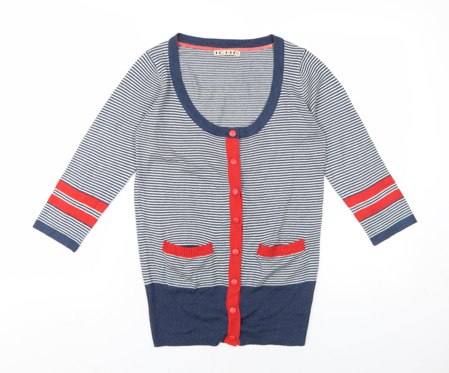 Womens UK Size M ICHI Blue Cardigan Jumper