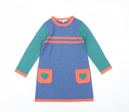 John Lewis Girls Multicoloured Geometric Acrylic A-Line Size 6 Years Round Neck Pullover