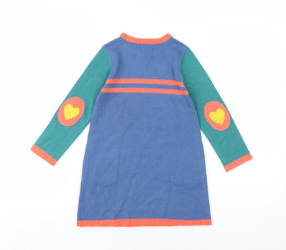 John Lewis Girls Multicoloured Geometric Acrylic A-Line Size 6 Years Round Neck Pullover