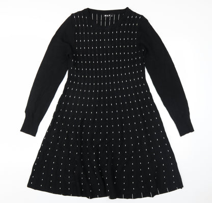 M&V Womens Black Polyamide A-Line Size L Round Neck Pullover