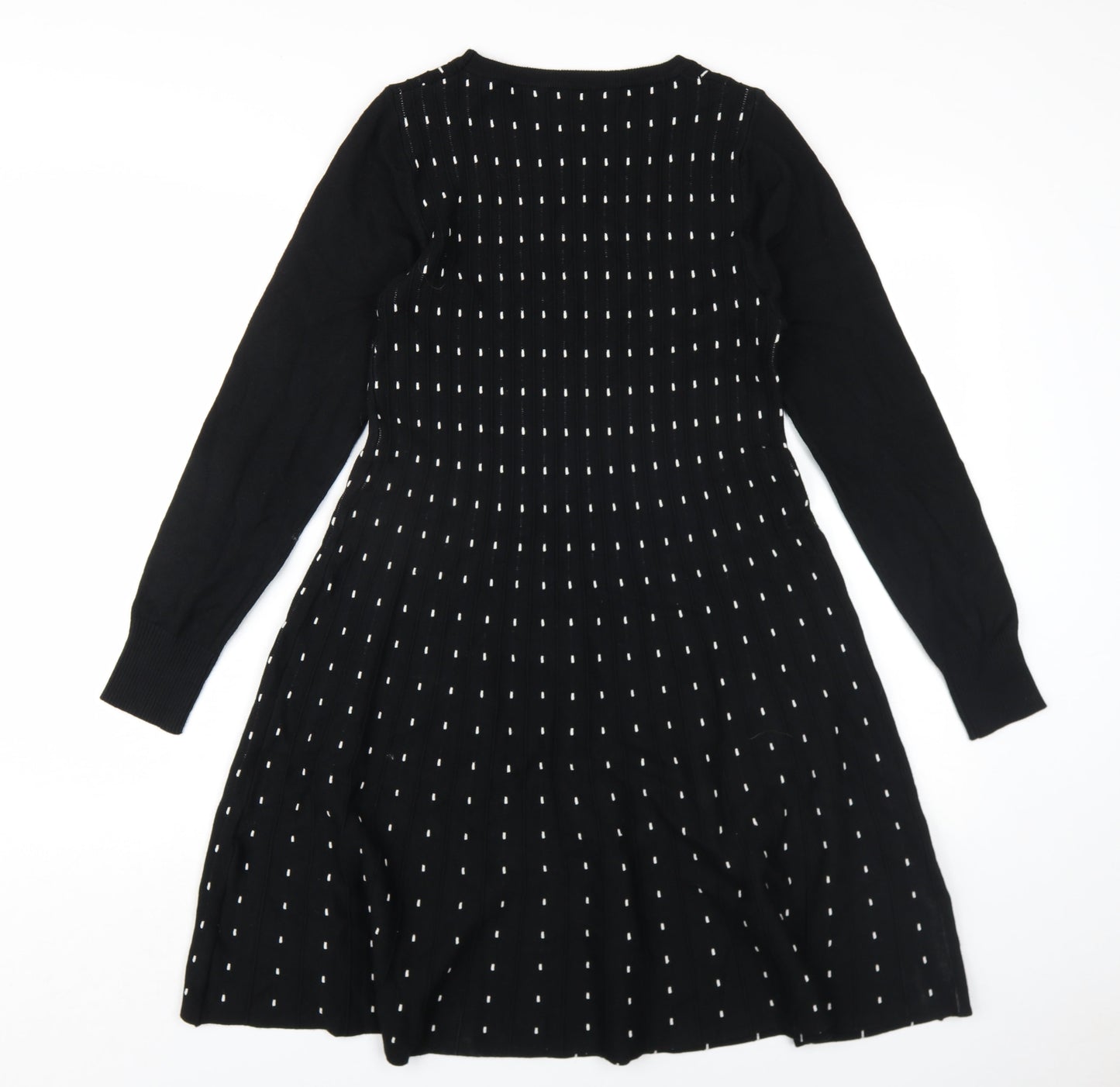 M&V Womens Black Polyamide A-Line Size L Round Neck Pullover