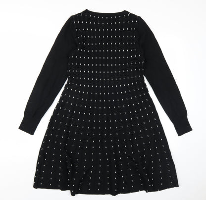 M&V Womens Black Polyamide A-Line Size L Round Neck Pullover