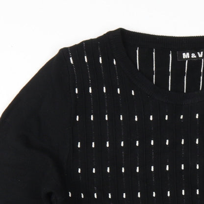 M&V Womens Black Polyamide A-Line Size L Round Neck Pullover