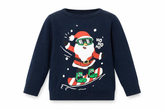 H&M Boys Blue Crew Neck Cotton Pullover Jumper Size 2-3 Years Pullover - Ho Ho Ho Santa