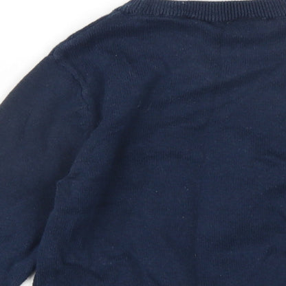 H&M Boys Blue Crew Neck Cotton Pullover Jumper Size 2-3 Years Pullover - Ho Ho Ho Santa