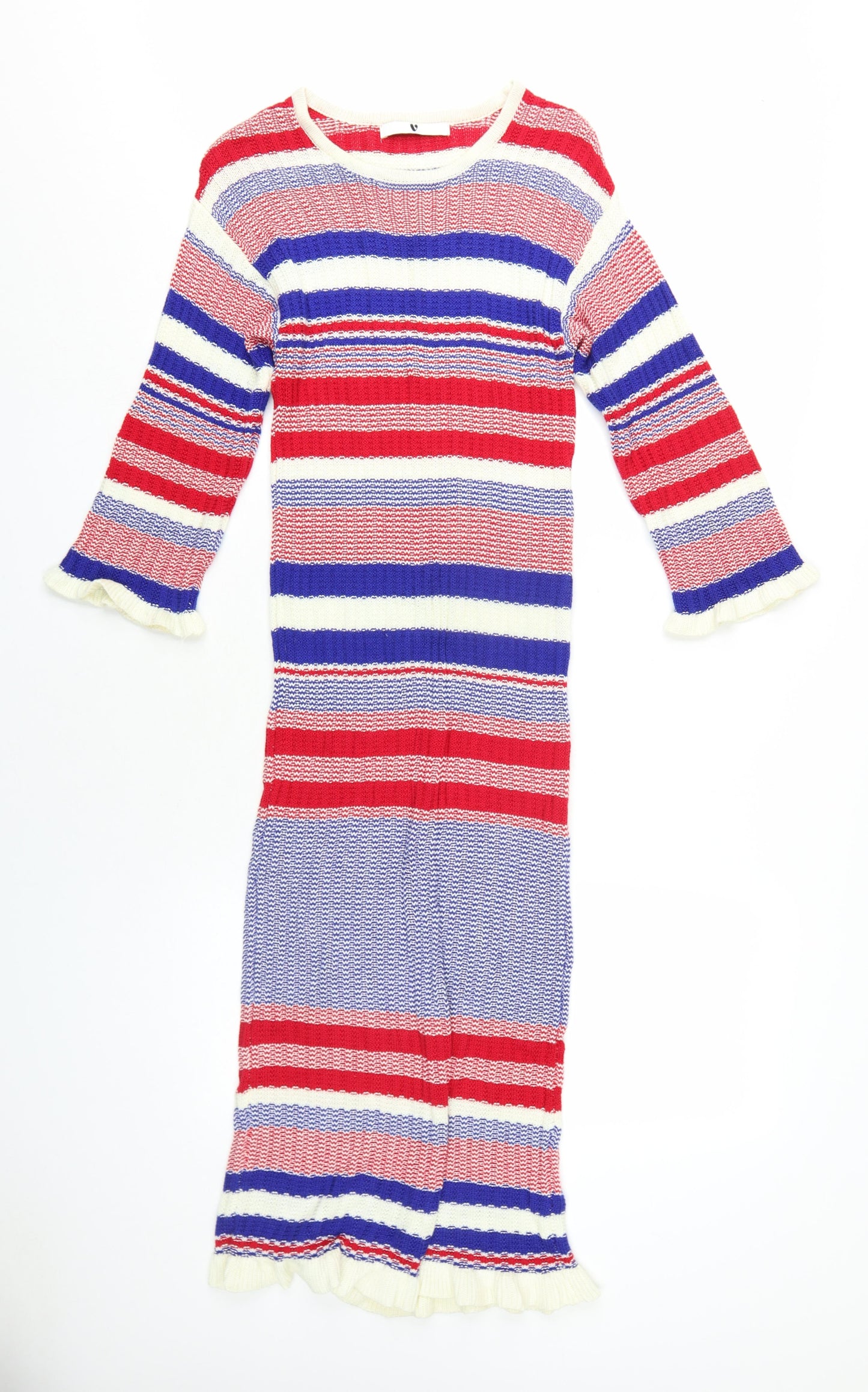 Very Womens Multicoloured Striped Viscose Bodycon Size 10 Round Neck Pullover