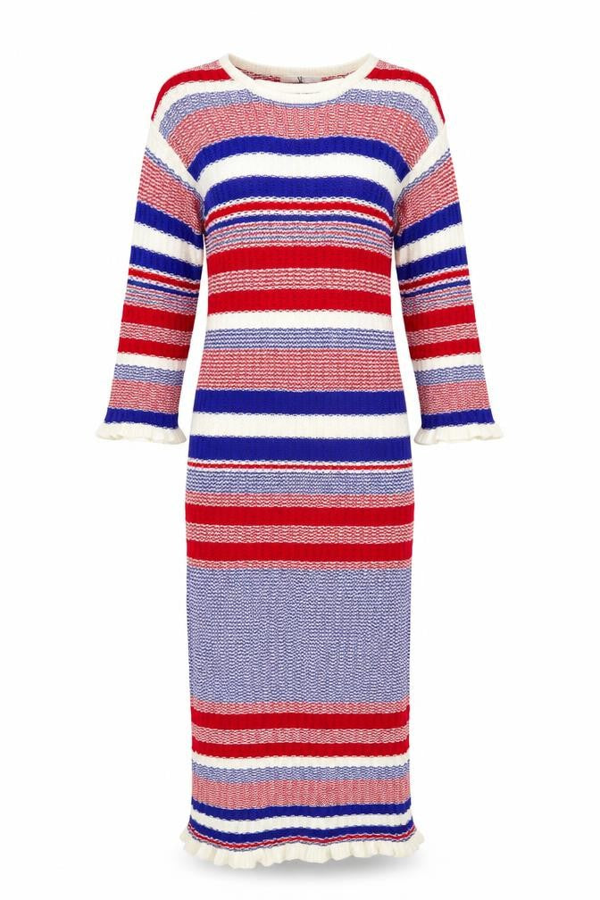 Very Womens Multicoloured Striped Viscose Bodycon Size 10 Round Neck Pullover