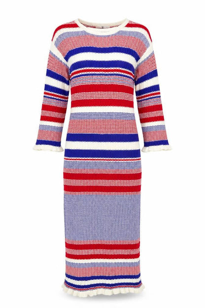 Very Womens Multicoloured Striped Viscose Bodycon Size 10 Round Neck Pullover