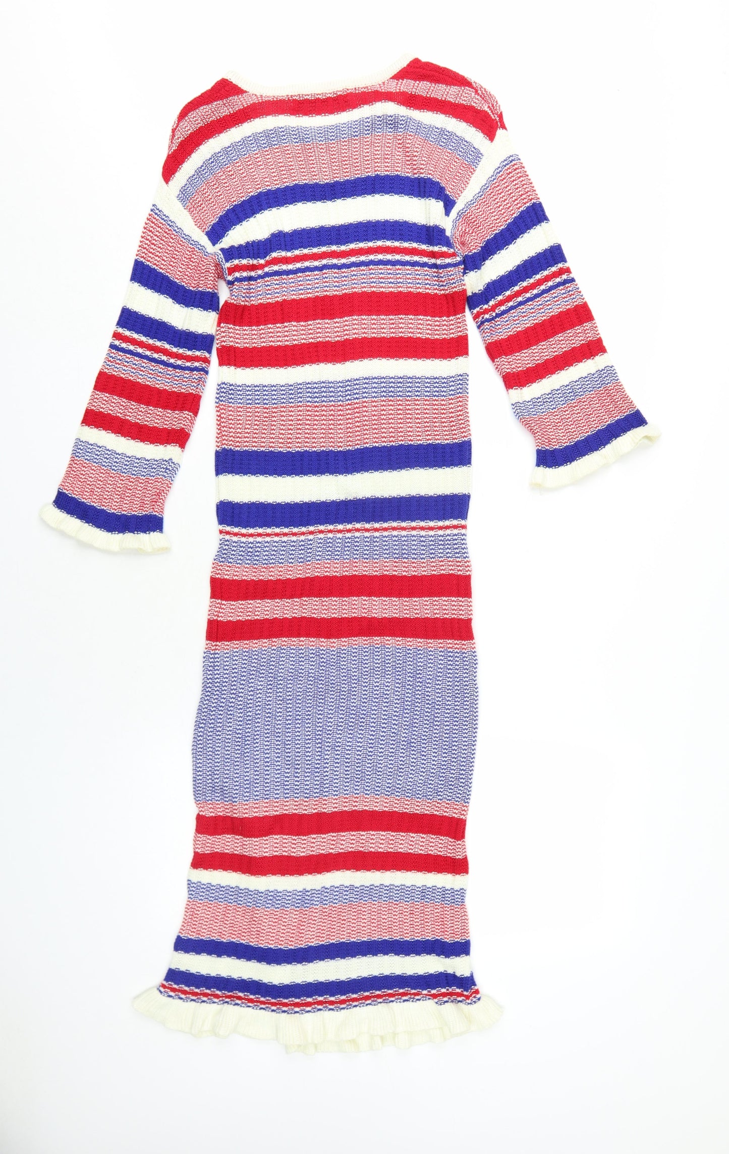Very Womens Multicoloured Striped Viscose Bodycon Size 10 Round Neck Pullover