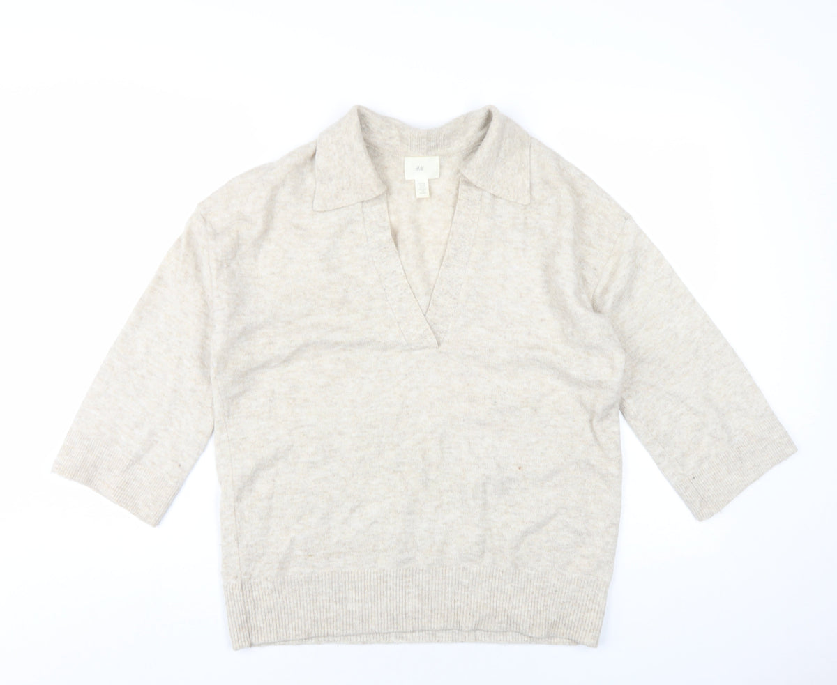 Womens UK Size XS H&M Beige Pullover Jumper