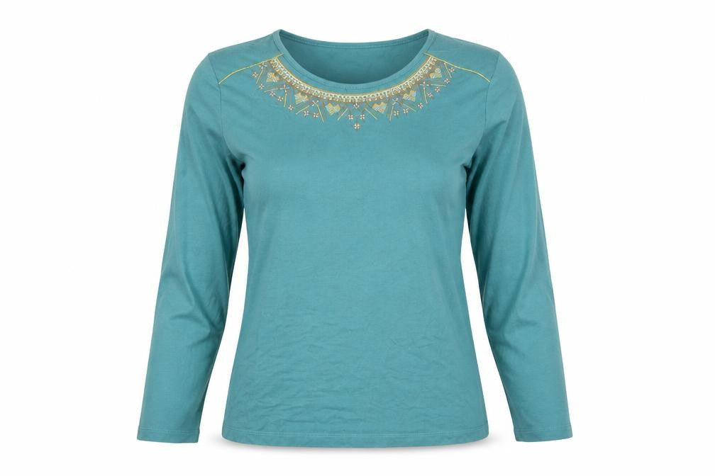 Womens UK Size 14 Afibel Green Basic Blouse