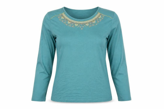 Womens UK Size 14 Afibel Green Basic Blouse
