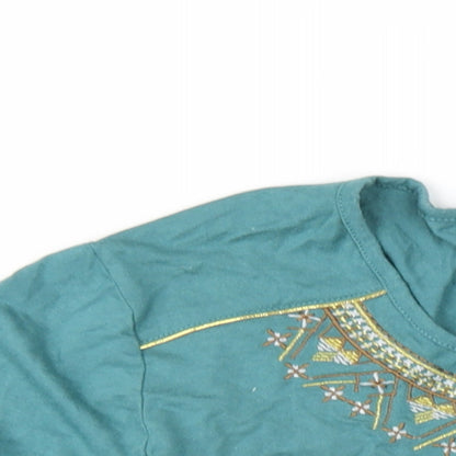 Womens UK Size 14 Afibel Green Basic Blouse