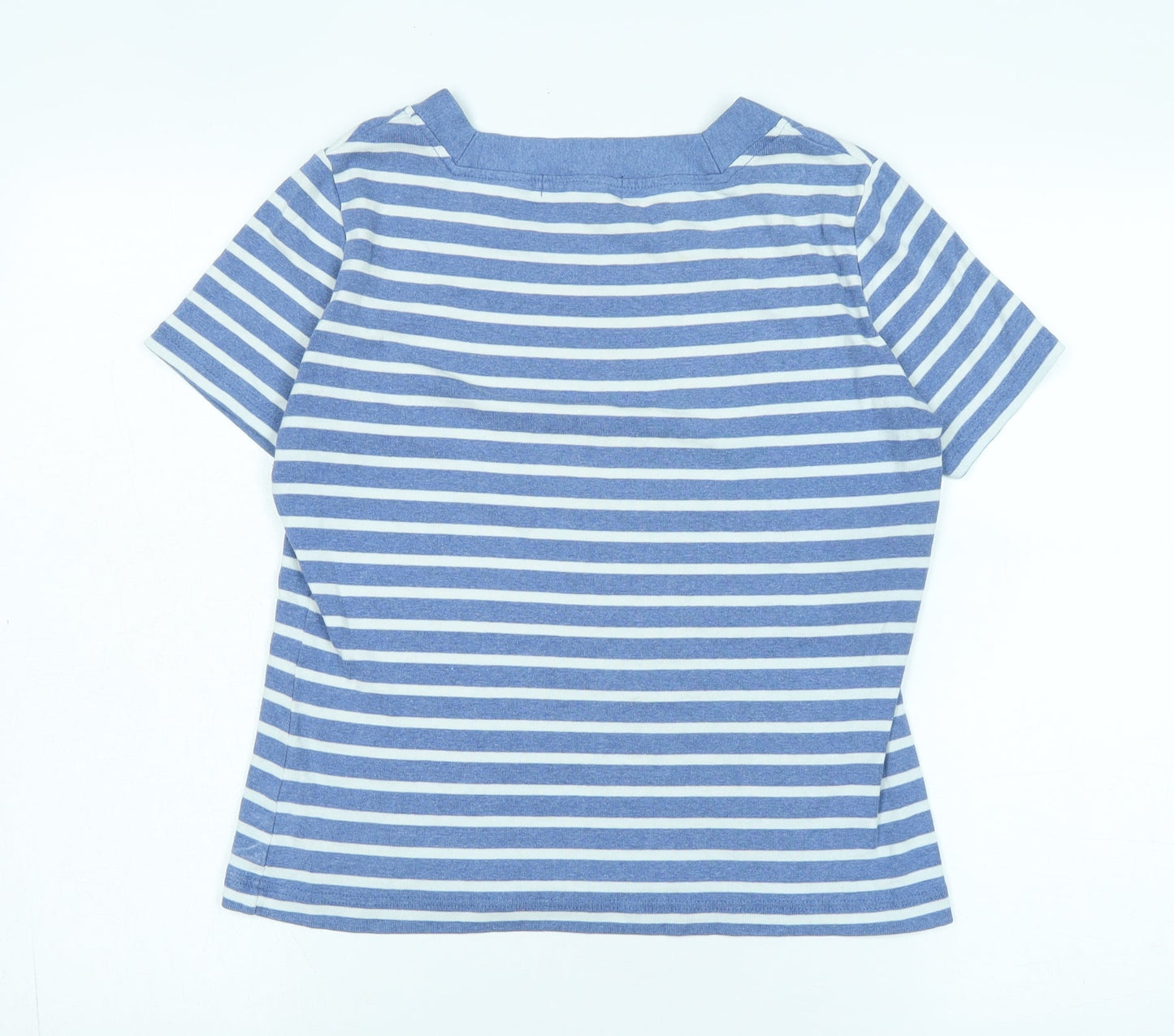 front de mer Womens Blue Cotton Basic T-Shirt Size XL Square Neck - Logo