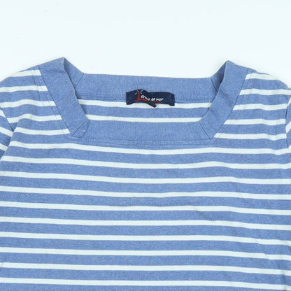 front de mer Womens Blue Cotton Basic T-Shirt Size XL Square Neck - Logo