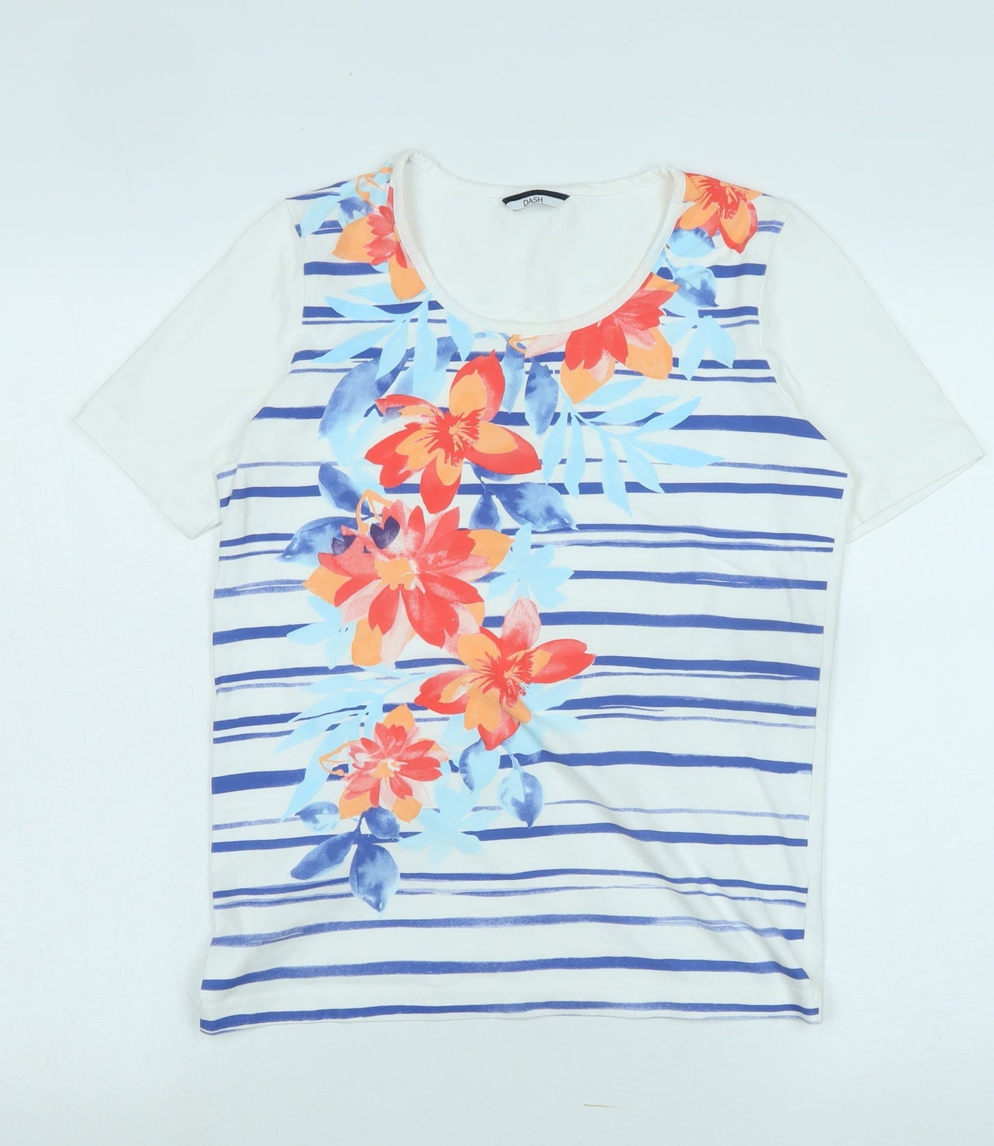 Womens UK Size 10 DASH White Basic T-Shirt