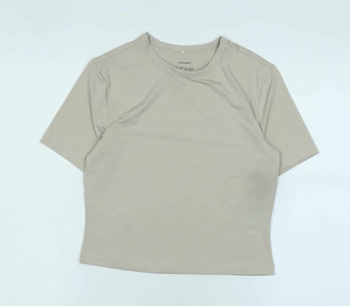 Dry Move Womens Beige Polyester Basic T-Shirt Size M Crew Neck - Logo