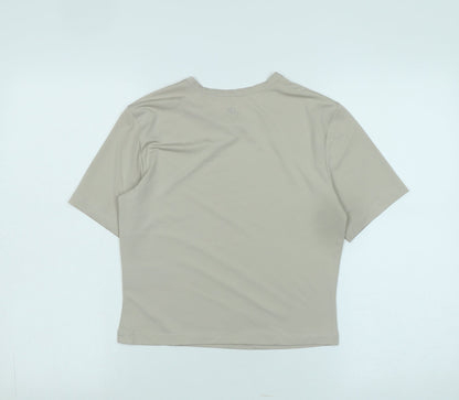 Dry Move Womens Beige Polyester Basic T-Shirt Size M Crew Neck - Logo