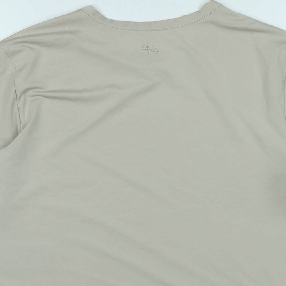 Dry Move Womens Beige Polyester Basic T-Shirt Size M Crew Neck - Logo