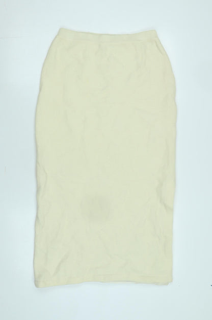 EE Elegance Paris Womens Ivory Wool Straight & Pencil Skirt Size 12 - Logo