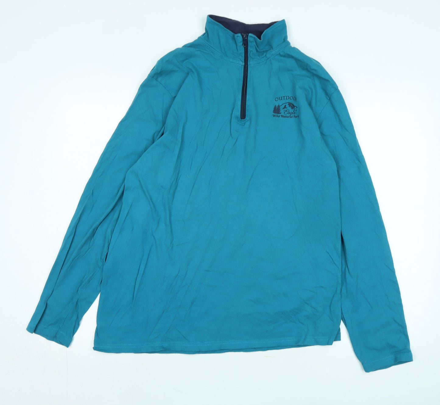 Atlas for women Womens Blue Cotton Pullover Sweatshirt Size L - Logo