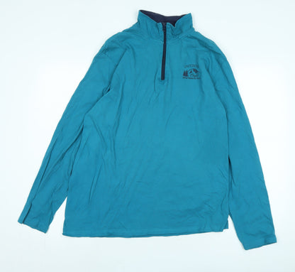 Atlas for women Womens Blue Cotton Pullover Sweatshirt Size L - Logo