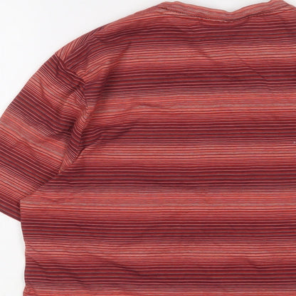 Perry Ellis Mens Multicoloured Striped Cotton T-Shirt Size M Crew Neck