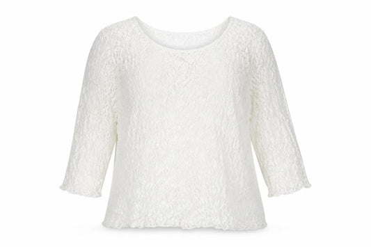 Front view of Savoir women’s white polyamide basic blouse, size UK 16, boat neck