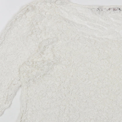 Savoir Womens White Polyamide Basic Blouse Size 16 Boat Neck