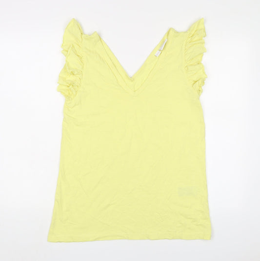 Womens UK Size L Mama-licious Yellow Basic T-Shirt