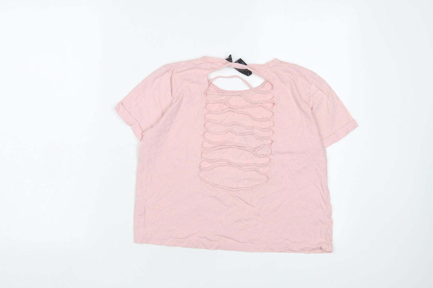 Pink Floyd Womens Pink Cotton Cropped T-Shirt Size 8 Crew Neck