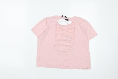 Pink Floyd Womens Pink Cotton Cropped T-Shirt Size 8 Crew Neck
