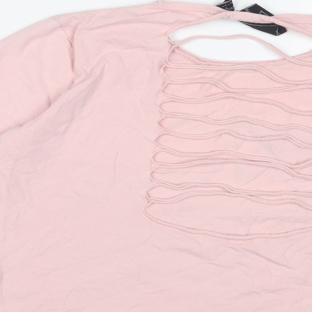 Pink Floyd Womens Pink Cotton Cropped T-Shirt Size 8 Crew Neck