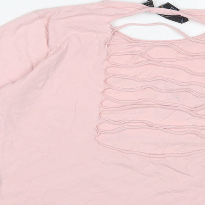 Pink Floyd Womens Pink Cotton Cropped T-Shirt Size 8 Crew Neck