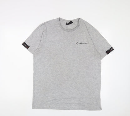 Closure Mens Grey Cotton T-Shirt Size L Crew Neck - Logo