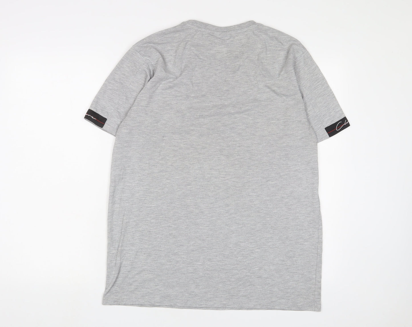 Closure Mens Grey Cotton T-Shirt Size L Crew Neck - Logo