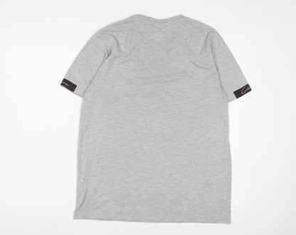 Closure Mens Grey Cotton T-Shirt Size L Crew Neck - Logo