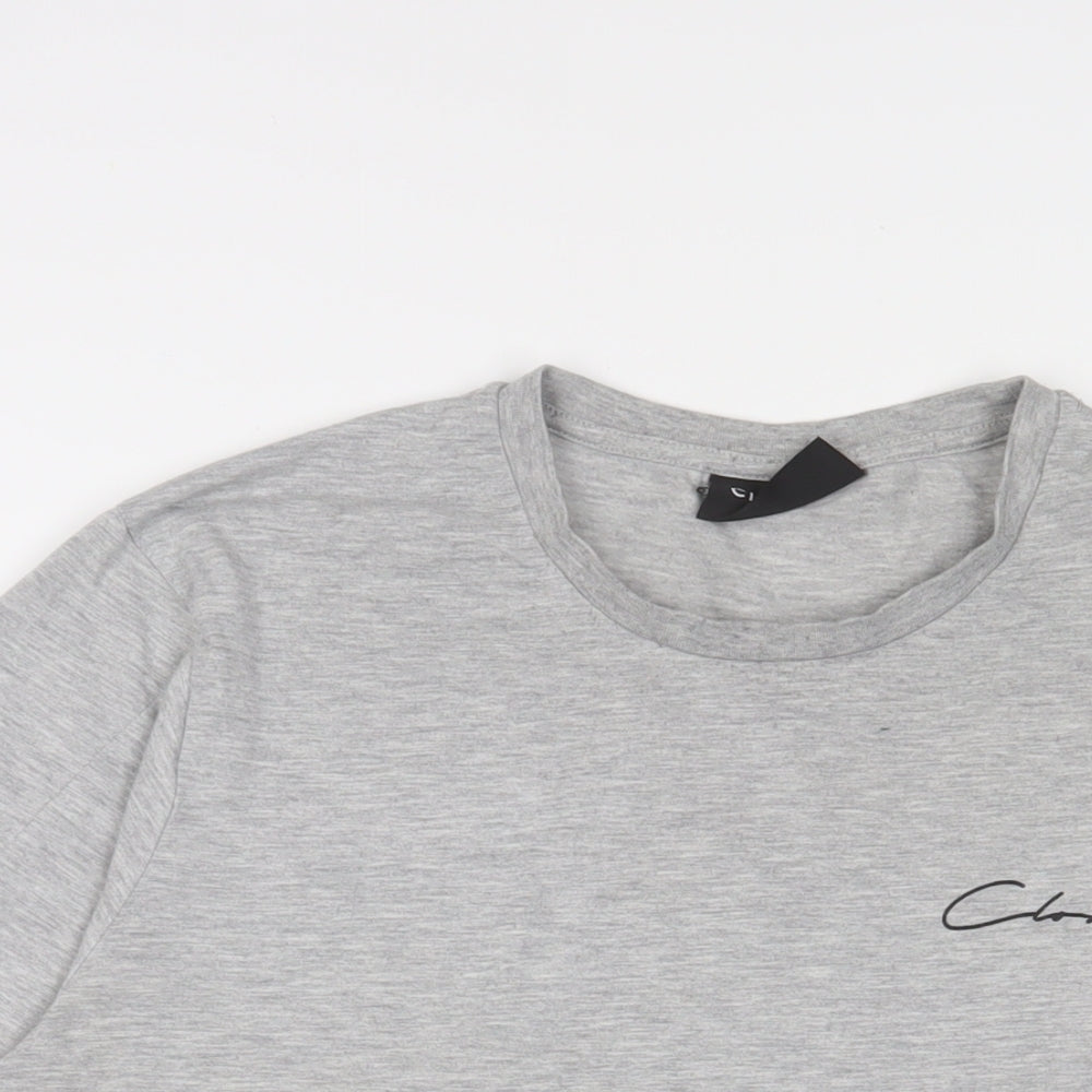 Closure Mens Grey Cotton T-Shirt Size L Crew Neck - Logo